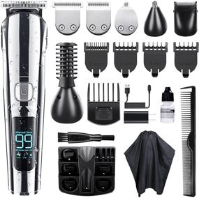 img 4 attached to KIKOMO All in 1 Beard Trimmer: Cordless Hair Clippers, Waterproof Mustache & Facial Trimmer, Body Groomer Kit - LED Display, USB & Wall Charger Included