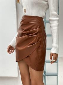 img 1 attached to Milumia Leather Bodycon Асимметричный рюшами