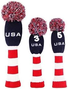 img 2 attached to 🏌️ Protect and Personalize Your Golf Clubs with BIG TEETH Knitted Head Covers Set - Driver, Fairway, and Hybrid - Pom Pom Design with Number Tags