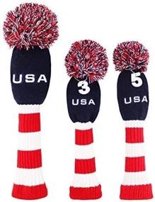 img 3 attached to 🏌️ Protect and Personalize Your Golf Clubs with BIG TEETH Knitted Head Covers Set - Driver, Fairway, and Hybrid - Pom Pom Design with Number Tags