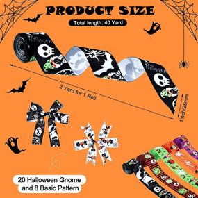 img 3 attached to 🎃 Spooktacular Halloween Theme Craft Ribbons - 20 Rolls of 1 Inch Wide Gnome Pattern, Pumpkin, Ghost, and Spider Printed Ribbons for DIY Crafts, Wrapping, and Party Decorations