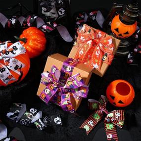 img 2 attached to 🎃 Spooktacular Halloween Theme Craft Ribbons - 20 Rolls of 1 Inch Wide Gnome Pattern, Pumpkin, Ghost, and Spider Printed Ribbons for DIY Crafts, Wrapping, and Party Decorations