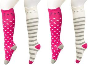 img 3 attached to Girls Kids Seamless Toe Cotton Knee High Socks - Soft, Durable 4 Pack by Maiwa