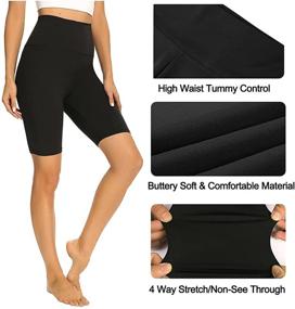 img 1 attached to 🩳 8" High Waisted Biker Shorts for Women - Tummy Control Yoga Workout Running Shorts with Optimal SEO