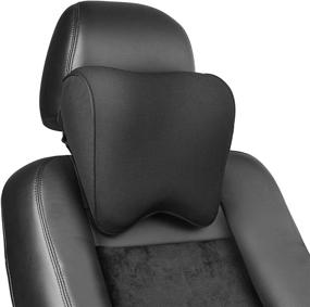 img 4 attached to 🚗 AOLEAD Memory Foam Car Neck Pillow Seat Headrest Cushion Support with Adjustable Elastic Straps - Black (Pack of 1)