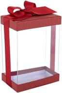 🎁 hammont clear pvc gift boxes (6 pack) bakery boxes with base, lid & ribbon, ideal for cakes, pastries, cookies, cupcakes & party favors (maroon, 7x5x3”), enhanced seo logo