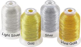 img 4 attached to 🧵 Enhance Your Computerized Embroidery with New brothread 4pcs Metallic Thread Kit - Gold and Silver Colors | 500M (550Y) Per Spool for Decorative Sewing!