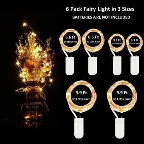 img 3 attached to 🔋 6 Pack Battery Operated Fairy Lights, 120 Mini LEDs, Multi Length Starry String Lights with Copper Wire, Firefly Fairy Lights for Jars Party Christmas Halloween - Warm White (Batteries NOT Included)