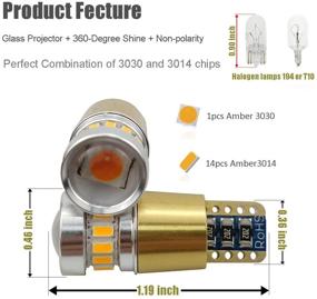 img 3 attached to 🔆 KISLED 12-24V Amber Yellow LED Bulbs with Projectors for Side Marker Cargo High Mount 3rd Brake Lights - Super Bright 194 912 921 168 175 2825 W5W T10