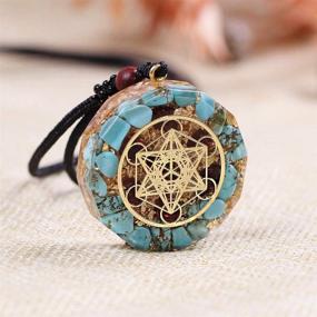 img 2 attached to 🌟 Stunning Day Day Up Orgonite Pendant: Genuine Turquoises Reiki Energy Generator Necklace Jewelry