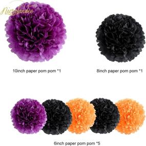 img 1 attached to 🎃 16Pcs Halloween Party Decorations Kit - Orange Black Tissue Pom Pom Paper Lantern Honeycomb Ball Set for Halloween Theme Party, Horror Party, Trick or Treating, and Birthday Party Supplies