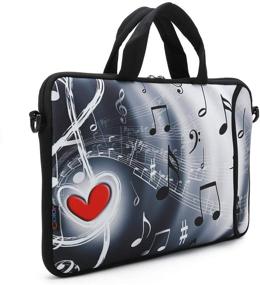 img 2 attached to ❤️ iColor Neoprene Laptop Bag Case Sleeve - 15" Music & Red Heart Design, Shoulder Messenger Bag, Dual Zipper, Notebook Pouch Holder