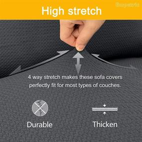 img 1 attached to 🛋️ Ultra Thick Gray Sofa Cover for 3 Cushion Couch - Empetric Water Repellent, Pet Friendly Slipcover with Anti-Slip Jacquard Design - Furniture Protector for Living Room (Large)