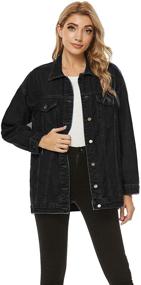 img 4 attached to PUWEI Boyfriend Oversized Trucker 1452 BlackX1 XXL Women's Clothing and Coats, Jackets & Vests