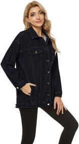 img 3 attached to PUWEI Boyfriend Oversized Trucker 1452 BlackX1 XXL Women's Clothing and Coats, Jackets & Vests