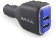 🔌 двойной зарядный устройство dual usb для автомобиля и дома - rapidx blue логотип