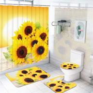 🌻 enhance your bathroom décor with sunflowers shower curtain sets: non-slip rugs, toilet lid cover and bath mat included! experience the beauty of flower in the sunset with durable, waterproof sunflowers shower curtains, complete with 12 hooks. logo