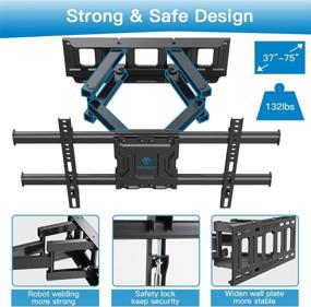 img 3 attached to 📺 PERLESMITH Full Motion TV Wall Mount Bracket | 37-75 inch LED LCD OLED 4K Flat Curved | Swivel Arms, Tilt, Rotation | Max VESA 600x400 | Supports up to 132lbs | PSLF7