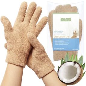 img 4 attached to Élive Hand Moisturizing Gloves - Overnight Repair Treatment with Coconut Oil & Vitamin E, Infused Durable Polymer Gel, Restoring Hand Mask, for Dry Cracked Hands - Manicure Cuticle Spa Basket, Nurse Gifts
