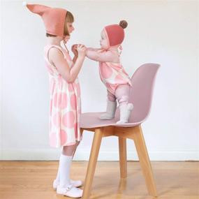 img 2 attached to 🪑 VECELO Kids боковые стулья для обеда (набор из 4 шт.) с натуральными деревянными ножками, без подлокотников, стандартной высоты, розовые