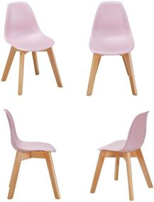 img 1 attached to 🪑 VECELO Kids боковые стулья для обеда (набор из 4 шт.) с натуральными деревянными ножками, без подлокотников, стандартной высоты, розовые
