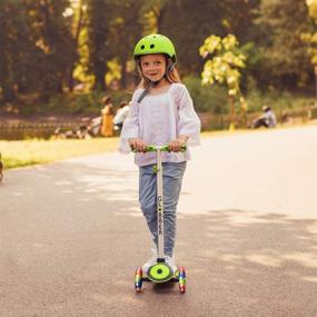 img 2 attached to Globber 2-Wheel Kick Scooter for Adults and Teens (Ages 41+), Lime Green - Adjustable T-Bar, 3 Height Settings, Foldable, Convenient Travel & Storage