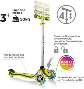 img 3 attached to Globber 2-Wheel Kick Scooter for Adults and Teens (Ages 41+), Lime Green - Adjustable T-Bar, 3 Height Settings, Foldable, Convenient Travel & Storage