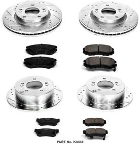 img 2 attached to 🔥 Enhanced Braking Performance with Power Stop K4449 Z23 Carbon Fiber Brake Pads & Drilled/Slotted Rotors Kit