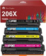 🖨️ 4-pack toner kingdom compatible toner cartridge replacement for hp 206x 206a w2110x w2110a - compatible with hp color pro mfp m283fdw m255dw m283cdw m283 m255 m282nw - black cyan yellow magenta logo