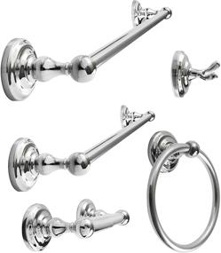 img 4 attached to 🚿 SENTO ROBIKI Bathroom Accessories Set- Premium Bath Hardware in Polished Chrome: Includes Robe Hook, TP Holder, Towel Ring, 18” & 24” Towel Bar- Wall Mounted 5-Piece Metal Set