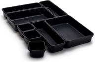 🗃️ versatile interlocking drawer organizer bins - sturdy plastic, assorted sizes for customized layout design. ideal for desk drawers, tool boxes, and garage organization. (black, set of 8) logo