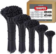 🔗 2000 pack heavy duty black cable zip ties, nylon self-locking ties, high-strength assorted sizes for indoor and outdoor use (4"+6"+8"+10"+12") logo