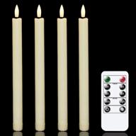 🕯️ set of 4 ivory flameless taper candles with remote timer - vtobay flickering led candlesticks for indoor outdoor decor, battery operated window plastic warm fire candles (no scent, 0.78” x 10.24”) логотип