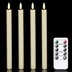 img 4 attached to 🕯️ Set of 4 Ivory Flameless Taper Candles with Remote Timer - Vtobay Flickering LED Candlesticks for Indoor Outdoor Decor, Battery Operated Window Plastic Warm Fire Candles (No Scent, 0.78” x 10.24”)