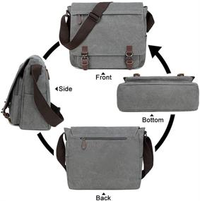 img 1 attached to 👜 Retro Canvas Messenger Bag for Men - Casual Business Briefcase for 13.3-15.6 Inch Laptop - Shoulder Bag Satchel