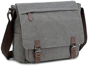 img 4 attached to 👜 Retro Canvas Messenger Bag for Men - Casual Business Briefcase for 13.3-15.6 Inch Laptop - Shoulder Bag Satchel