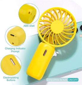 img 3 attached to 🌬️ Volkcam Handheld Mini Fan - Battery Operated Small Personal Portable Fan - Adjustable Speed - USB Rechargeable - For Kids, Girls, Women, Men - Home, Office, Indoor, Outdoor, Travel - Yellow