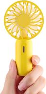 🌬️ volkcam handheld mini fan - battery operated small personal portable fan - adjustable speed - usb rechargeable - for kids, girls, women, men - home, office, indoor, outdoor, travel - yellow logo