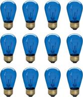 incandescent s14 edison blue light bulbs - 12 pack, e26 medium base, string light replacement, 130v logo