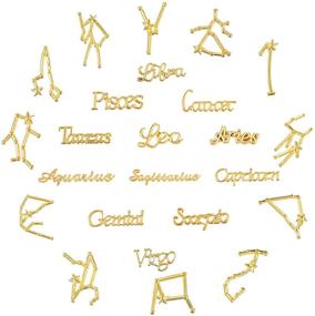 img 4 attached to 120-Piece Zodiac Theme Word Message Charms - Flatback Cabochon Resin Fillers for Crafts. Includes 12 Star Signs Alloy Charms - Perfect Resin Supplies Filling Accessory Kit