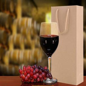 img 1 attached to 🍷 Pack of 10 Brown Kraft Paper Wine Tote Bag - 2 Bottle Kit for Enhanced SEO