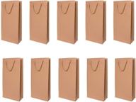 🍷 pack of 10 brown kraft paper wine tote bag - 2 bottle kit for enhanced seo logo