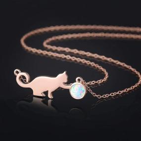 img 2 attached to PRAYMOS Cat Necklace: Exquisite 925 Sterling Silver Synthetic Opal Pendant - Perfect Gift for Cat Lovers