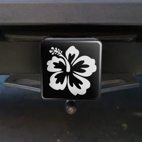 img 2 attached to 🌺 Stylish Hibiscus Flower Trailer Hitch Cover - White On Black Design | Graphics & More 2" Plug Insert