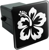 🌺 stylish hibiscus flower trailer hitch cover - white on black design | graphics & more 2" plug insert logo