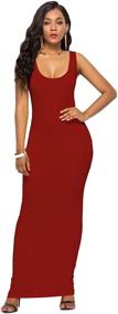 img 4 attached to 👗 A·niehriu Women's Casual Tank Dress - Scoop Neck, Sleeveless/Long Sleeve, Solid Color, Slim Fit, Bodycon, Racerback Maxi Dress