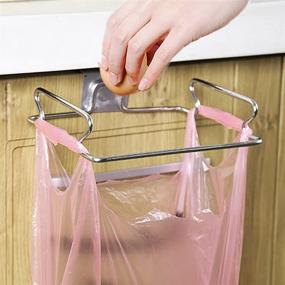 img 3 attached to Organize and Declutter Your Kitchen with the Beautyflier Hanging Garbage Bags Storage Rack: Stainless Steel Trash Bag Holder, Towel Gloves Hanger, and More!