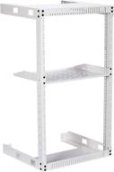 📶 kenuco 18u white wall mount open frame steel network equipment rack with shelf - 17.75 inch deep - white логотип