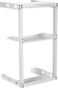 img 4 attached to 📶 KENUCO 18U White Wall Mount Open Frame Steel Network Equipment Rack with Shelf - 17.75 Inch Deep - White