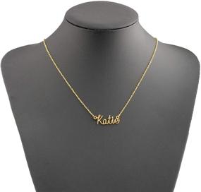 img 2 attached to 👩 Personalized Custom Name Necklace - 18K Gold Plated Stainless Steel Nameplate Necklace for Women and Girls